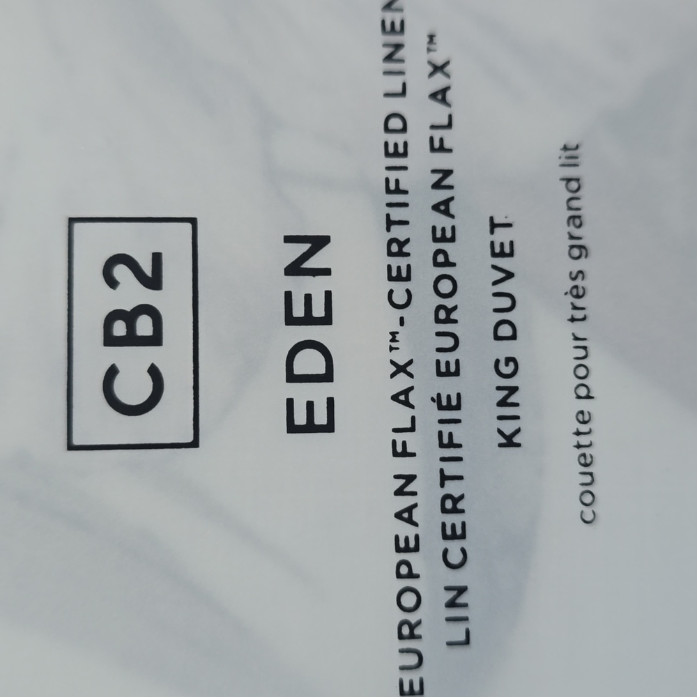 CB2 Eden Off White and Smoked Mauve Linen King Duvet Cover, Ratail $329.00 UAD - Picture 16 of 16